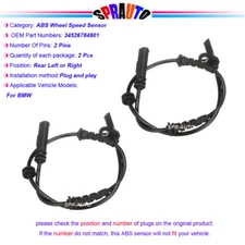 2pcs ABS Wheel Speed Sensor Rear Left Right For BMW 528i 535i 550I M5 M6 ALS2068