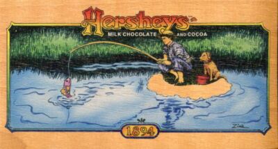 Hershey's Chocolate Tall Boy Wood Chase Card S1 Gone Fishing Dart Flipcards 1995