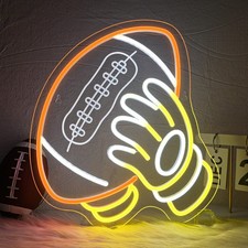Football Neon Sign Rugby Neon Signs for Wall Decor Football-Shaped Led Lights...