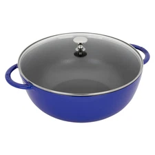 STAUB Le Grande 7.4-Quart Enameled Cast Iron Dutch Oven with Lid, Blue, NEW
