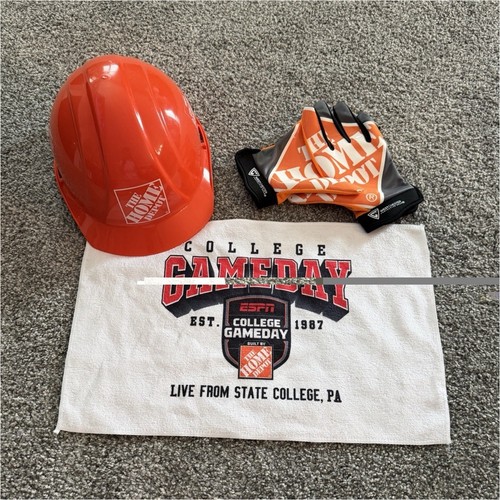 ESPN College Gameday Hard Hat Lee Corso Gloves and College GameDay Towel