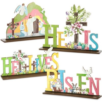 4 Pcs Easter Table Decorations He is Risen Tabletop Decorations Easter Resurrect