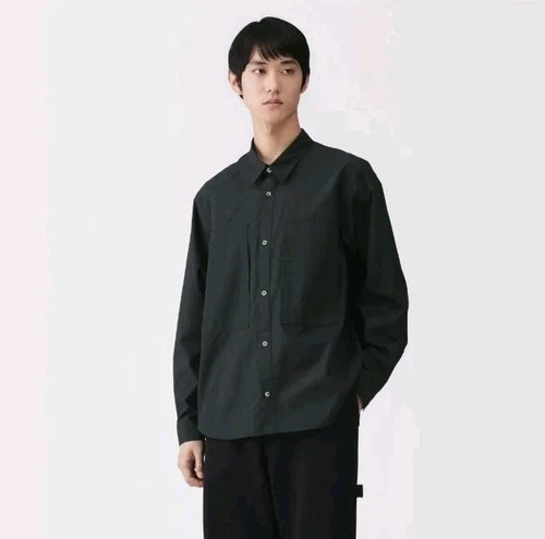 MUJI Labo Cotton Work Shirt Black S - product listing photo