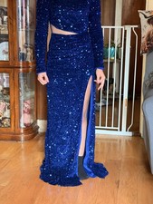 Blue Sequence Long Formal Gown. Bridesmaids Evening or Prom Dress NWT