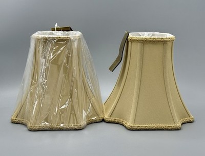   PAIR OF NEW CANTERBURY ROSEART 7  BEIGE SILK HEX LAMPSHADES SPIDER FITTER
