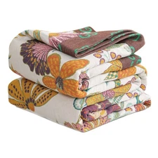 Boho Gauze Throw Blanket,Cotton Soft Sofa Bed Throw-Floral Butterfly Decor Bl...
