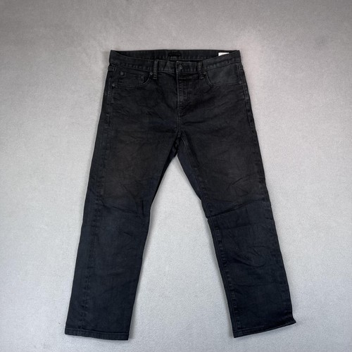 Uniqlo Jeans Men 32x24 Black Slim Straight Leg Selvedge Stretch Mid Rise Denim - Picture 2 of 14