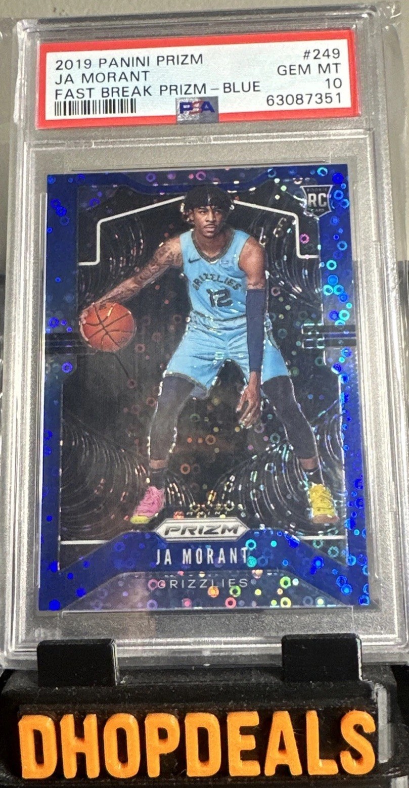 Ja Morant 2019-20 Panini Prizm #249 Fast Break Blue Disco Rookie /175 PSA 10
