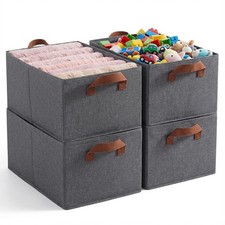 4 Pack Large Capacity Closet Storage bins, Foldable Storage Bins for Shelves,...