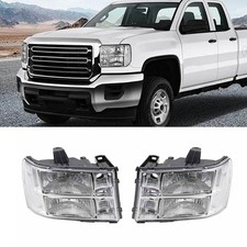 2pcs Headlights For Gmc Sierra 1500 2500hd 3500hd 2007-2013 Headlamps Lr Chrome