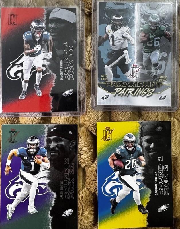 Topps 2024 Composite Football Paramount Pairings/Round Pick 4-Card Lot Eagles