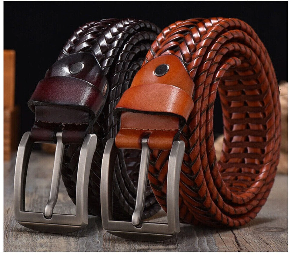 Ceinture tressée pour hommes Ceinture tissée Bracelet de vache en cuir... - Photo 1/4