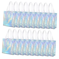 40 Pack 10 x 8 Inch Glossy Reusable Grocery Bags, Non-woven Tote Shopping Bag 