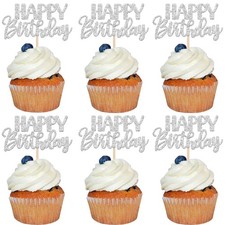 30 PCS Happy Birthday Cupcake Toppers Glitter Happy Birthday Cupcake Picks fo...