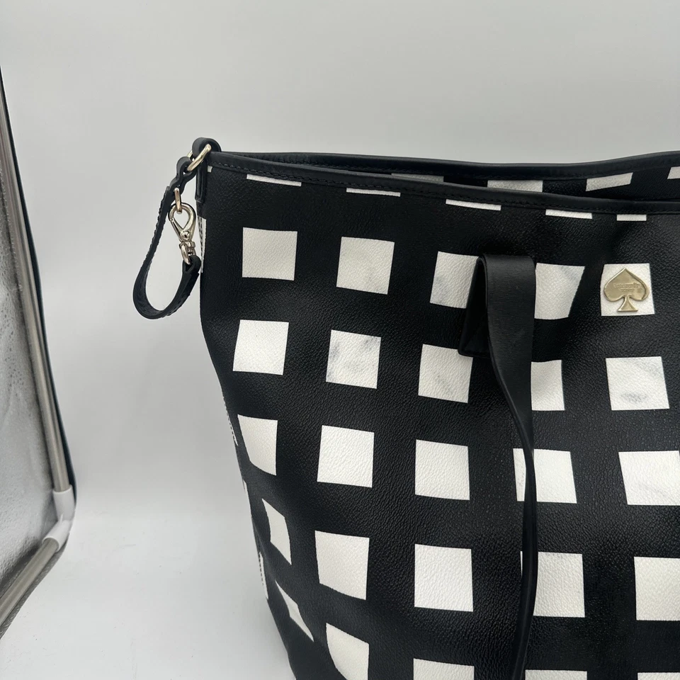 Bolso de bebé Kate Spade pañales clásico grande negro/blanco a cuadros Foto 2 de 4