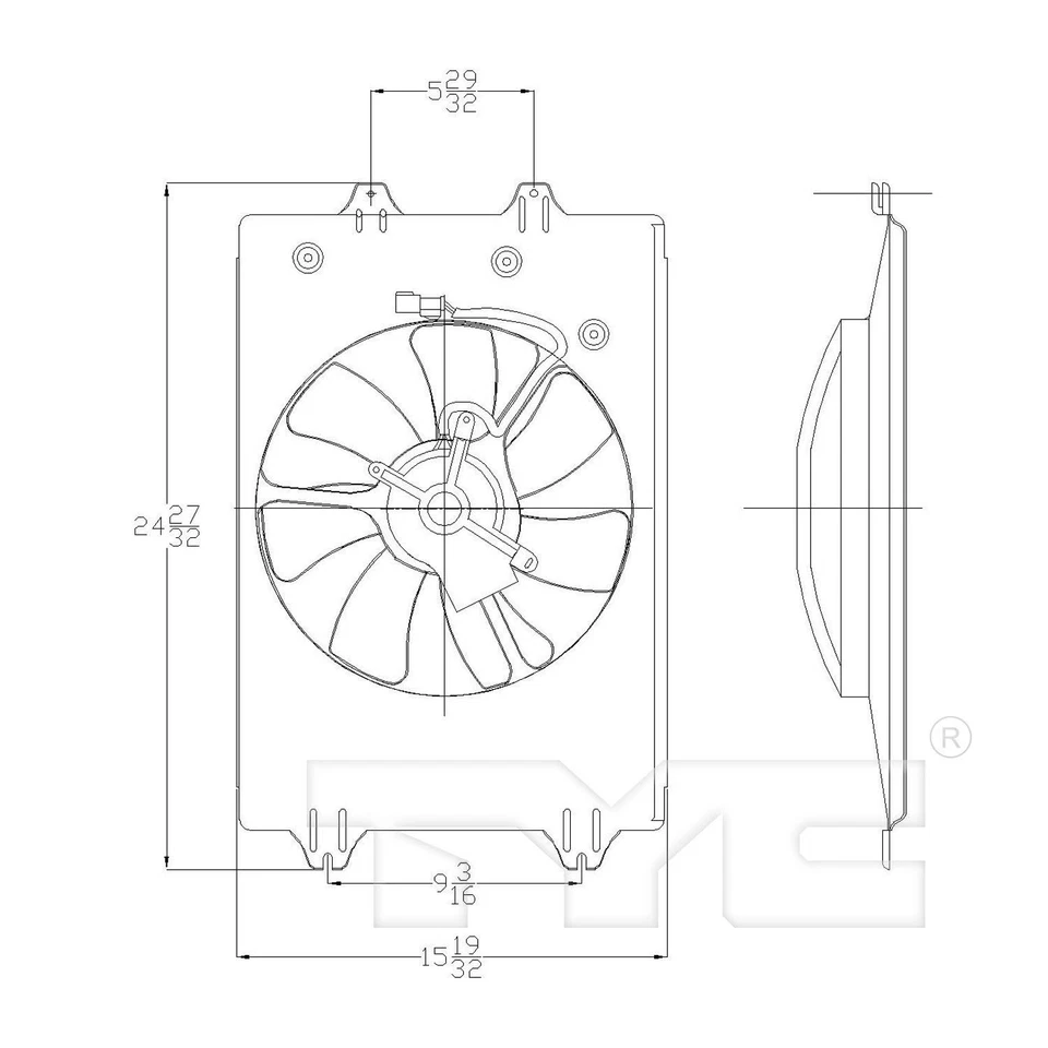 Conjunto de ventilador condensador de aire acondicionado TYC 611060 para Honda Ridgeline 06-08 Foto 3 de 4