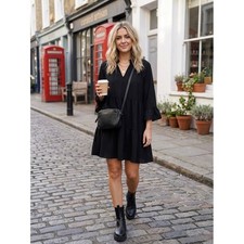 Show Me Your Mumu Viola Mini Dress Black Tiered Ruffle Mock Neck MF1-4919 BK57 S