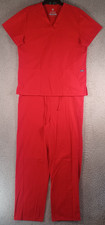 ADAR Red Medical Scrubs 2-Piece Set Size Small V-Neck Top Drawstring Bottoms