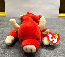 Ty Beanie Babies Snort Red Bull Plush Bean Bag Toy 1995 Vintage