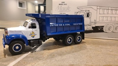 First Gear 1/34 Scale 19-1834 1960 Model B-61 Mack Dump Truck Blue Coal MIB