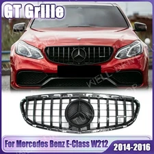 Black Front Grille W/Emblem For Mercedes Benz W212 14-16 E200 E250 E300 350 400