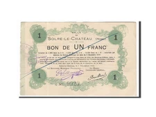 [#163010] Banknote, Pirot:59-2372, 1 Franc, 1914, France, AU, Solre-le-Chât, eau