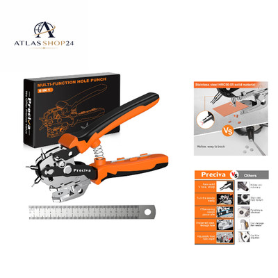 Leather Belt Puncher 2-4mm Rotating Hole Pliers with Lever Gear for Precise