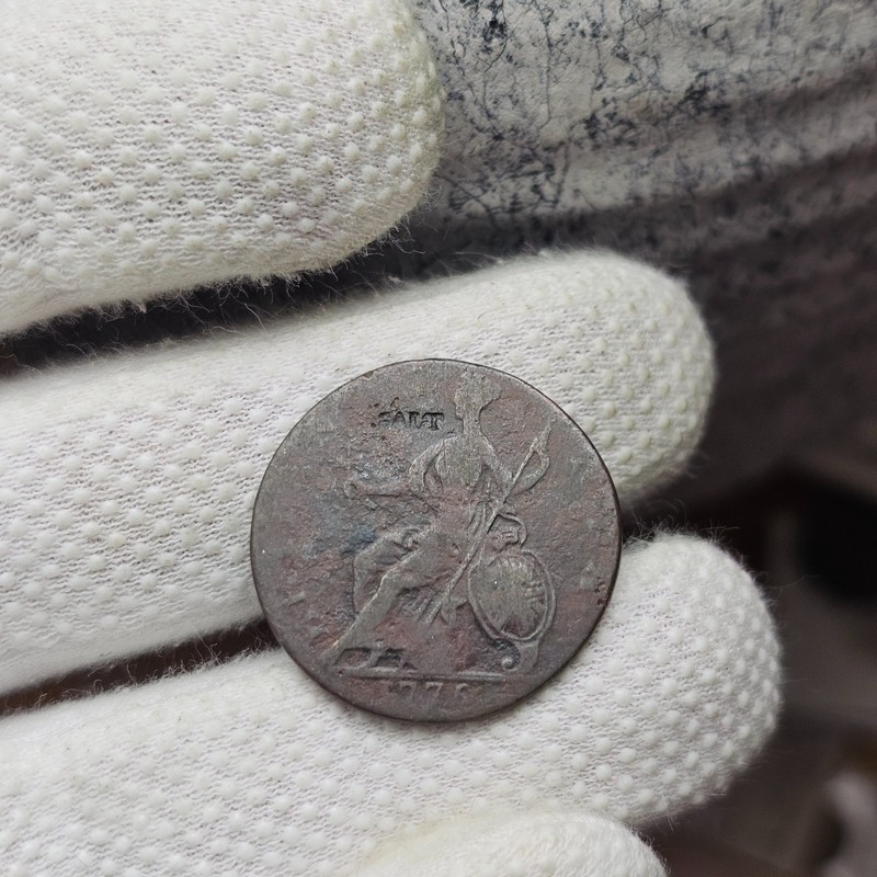 1774 Half Penny Used In Early America Revolutionary War Era Colonial Coin