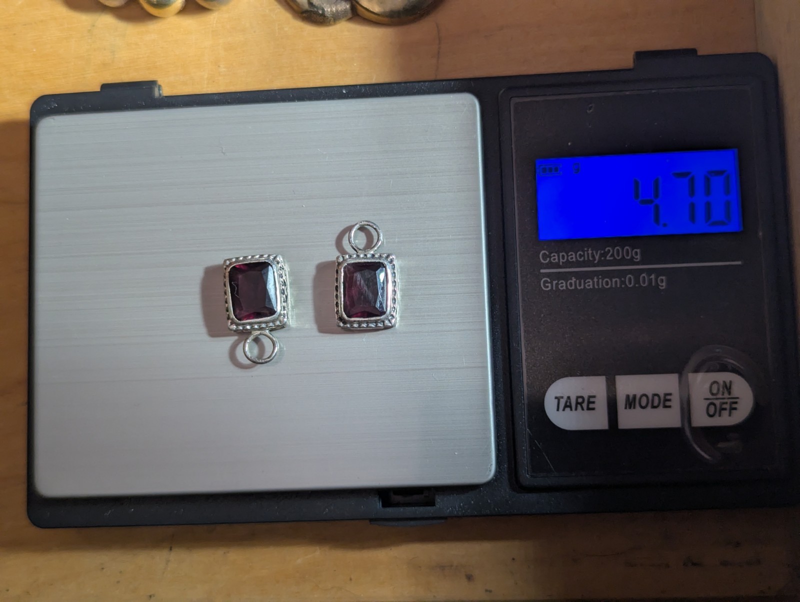 925 Sterling Silver Rectangular Red Garnet Floral… - image 8