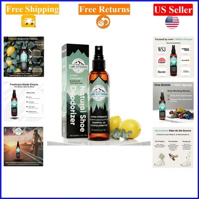 Natural Shoe Deodorizer Spray, Eucalyptus Lemongrass, 4oz, Extra Strength