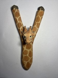 Vintage Slingshot Carved Giraffe Wooden Handle No Band Wood Sling Shot