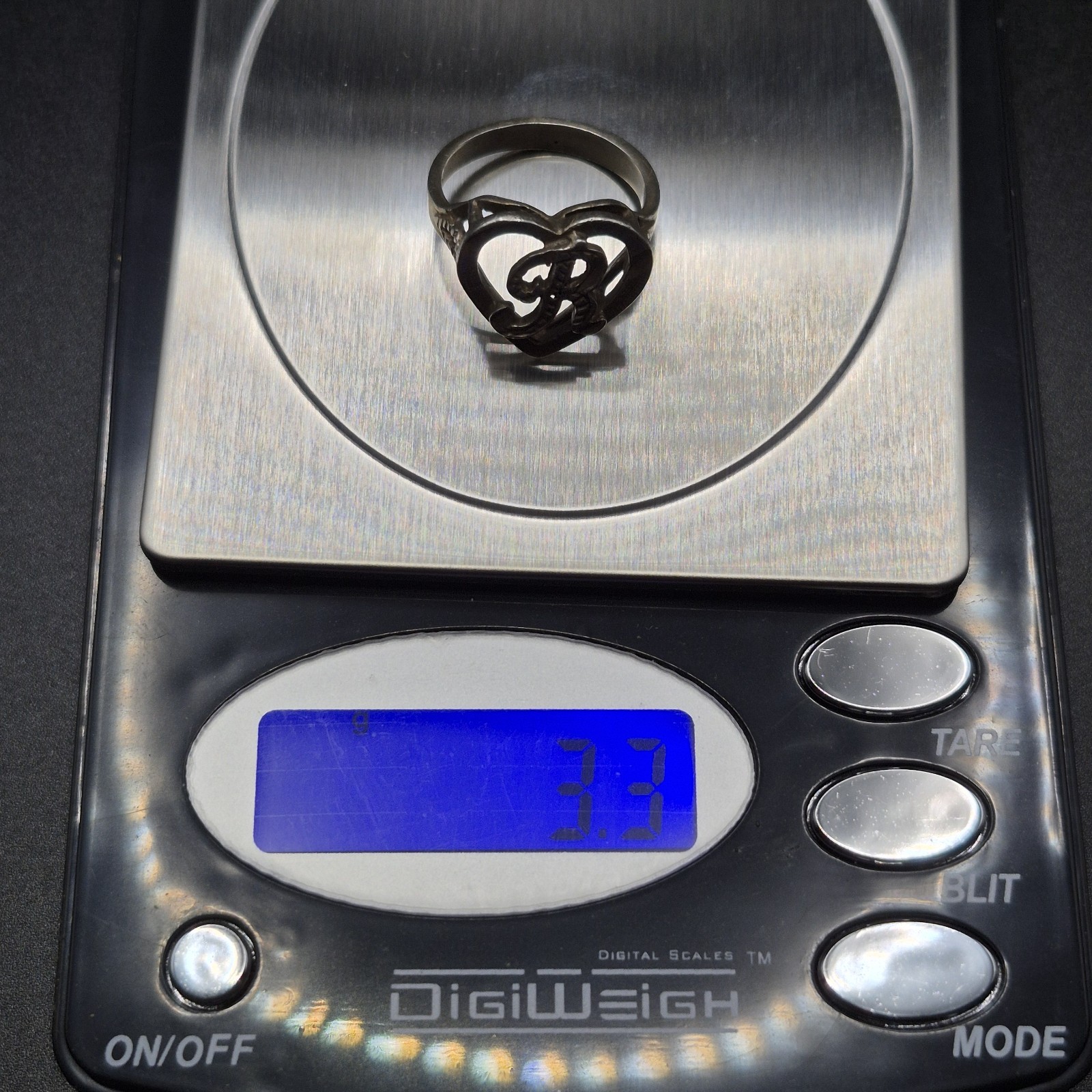 Sterling Silver Monogram Initial Script R Etched … - image 7