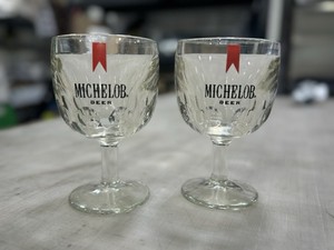 Michelob Beer Goblet Glasses Set of 2 Vintage Breweriana Stemmed