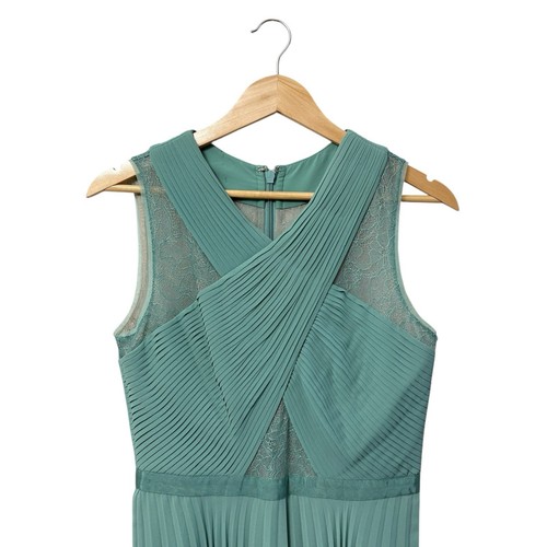 BCBGMaxAzria Abbie Dress Agate Green Fit & Flare Lace Pleated Accent, Size 8 - Picture 2 of 12