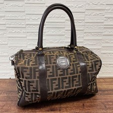 Fendi Zucca FF Canvas Leather Hand Boston Bag Brown 11a from japan
