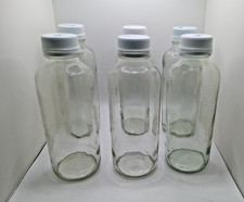 6 Empty 16 oz 7.5" tall  2.5" wide glass bottles with lids