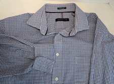 Tommy Hilfiger Blue White Gingham Stretch Wrinkle-Free Dress Shirt L EUC