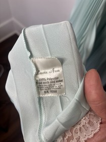 Malizia by La Perla Satin Light Blue Chemise and Robe Set V-Neck Chevron