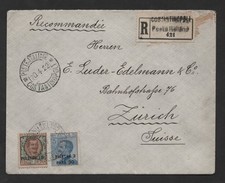 ITALY TURKEY 1922 REGISTERED CONSTANTINOPLE POSTE ITALIANA FRANKED 15 PIASTERS