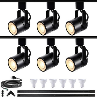 GU10 LED Track Lighting Kit, 6000K Cool White, 6 Dimmable Fixtures & Rails