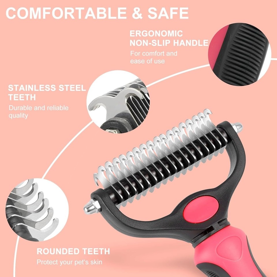 2Side Dog Brush For Pet Grooming Shedding Dematting Cat Hair Undercoat preview