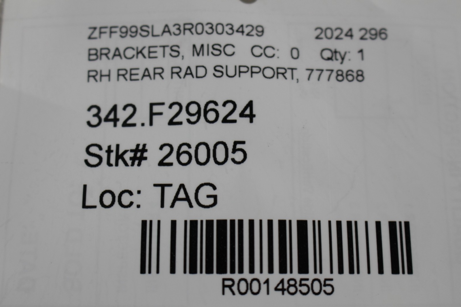 Ferrari 296 GTB Rear Right Radiator support bracket P/N 777868