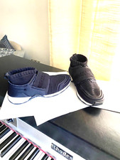 Chanel black fabric rubber shoes sneakers 37-6.5 CC logo sock elastic stretch