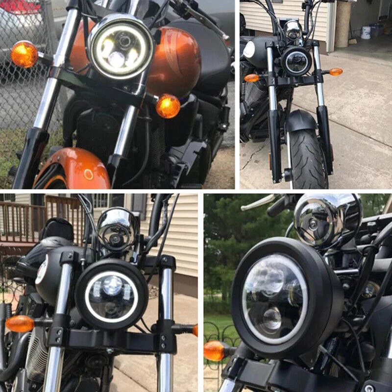 5.75" LED Headlight With Housing Bracket For Yamaha V-Star XVS 650 950 1100 - Imagem 2 de 4