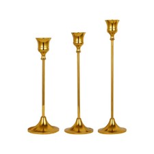 3 Pack Tulip Nordic Candlesticks Gold Candlestick Candle Holders Dinner Decor UK