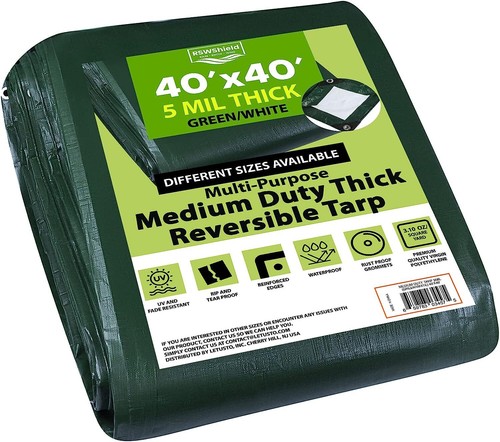 RSW Shield Medium Duty Green Tarp Waterproof 5 Mil Reversible Multi Purpose - Picture 22 of 23