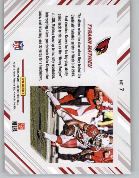 2016 Score No Fly Zone #7 Tyrann Mathieu (ref 149896) - Image 2 of 2