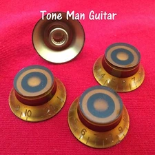 Amber Top Hat Bell Knobs Fits Coarse Spline Potentiometers - LP and others