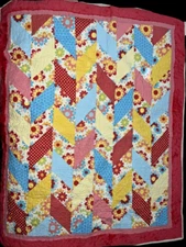 Quilted Floral Patchwork Baby Blanket Quilt 39 x 48 inches