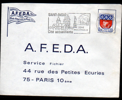 PARIS (X°) Ets ''A.F.E.D.A.'' Company envelope in 1969 / mailed to SAINT-AVOLD